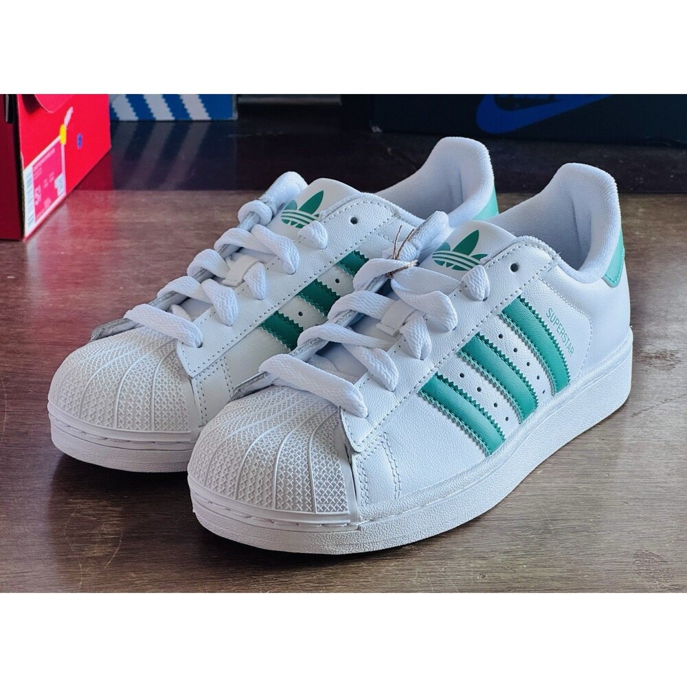 Youth Size 6 adidas Superstar II J Women’s Size 7-7.5 White Green JH7897 NIB
